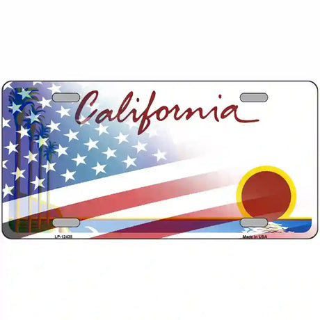 California Palm Plate American Flag Novelty Metal License Plate 24" x 12" (LLP)