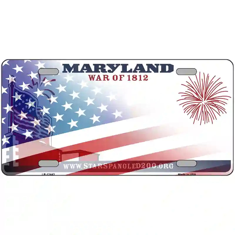 Maryland War Plate American Flag Novelty Metal License Plate 24" x 12" (LLP)