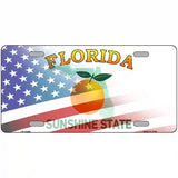 Florida with American Flag Novelty Metal License Plate LP-12446 24" x 12" (LLP)