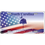 South Carolina Travel Plate American Flag Novelty Metal License Plate 24" x 12" (LLP)