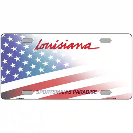 Louisiana Plate American Flag Novelty Metal License Plate 24" x 12" (LLP)