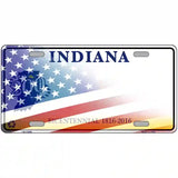 Indiana with American Flag Novelty Metal License Plate LP-12459 24" x 12" (LLP)