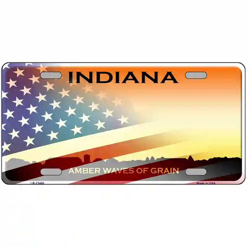 Indiana Amber Waves Plate American Flag Novelty Metal License Plate 24" x 12" (LLP)