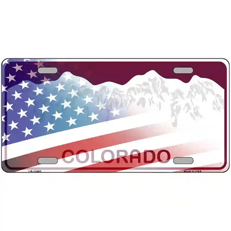 Colorado with American Flag Novelty Metal License Plate LP-12462 24" x 12" (LLP)