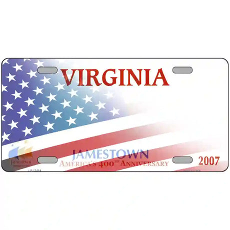 Virginia with American Flag Novelty Metal License Plate LP-12464 24" x 12" (LLP)