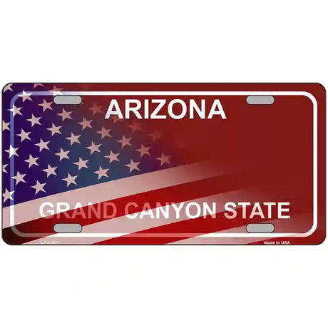 Arizona with American Flag Novelty Metal License Plate LP-12471 24" x 12" (LLP)