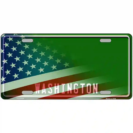 Washington with American Flag Novelty Metal License Plate LP-12472 24" x 12" (LLP)