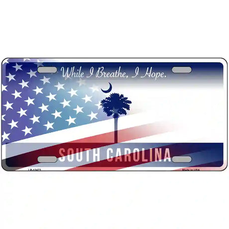 South Carolina with American Flag Novelty Metal License Plate LP-12473 24" x 12" (LLP)