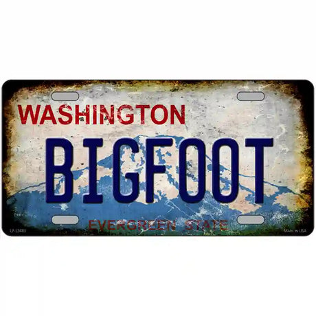 Bigfoot Washington Rusty Novelty Metal License Plate 24" x 12" (LLP)