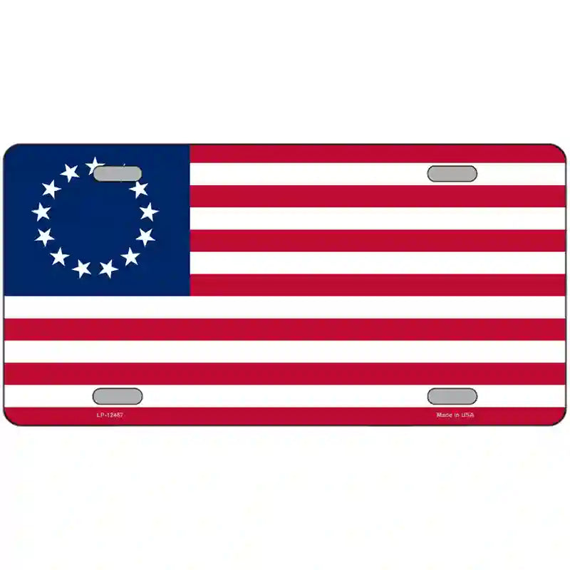 Betsy Ross American Flag Novelty Metal License Plate 24" x 12" (LLP)