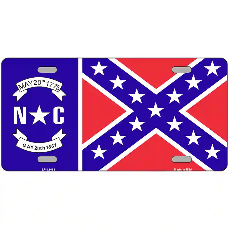 North Carolina Confederate Flag Novelty Metal License Plate 24" x 12" (LLP)