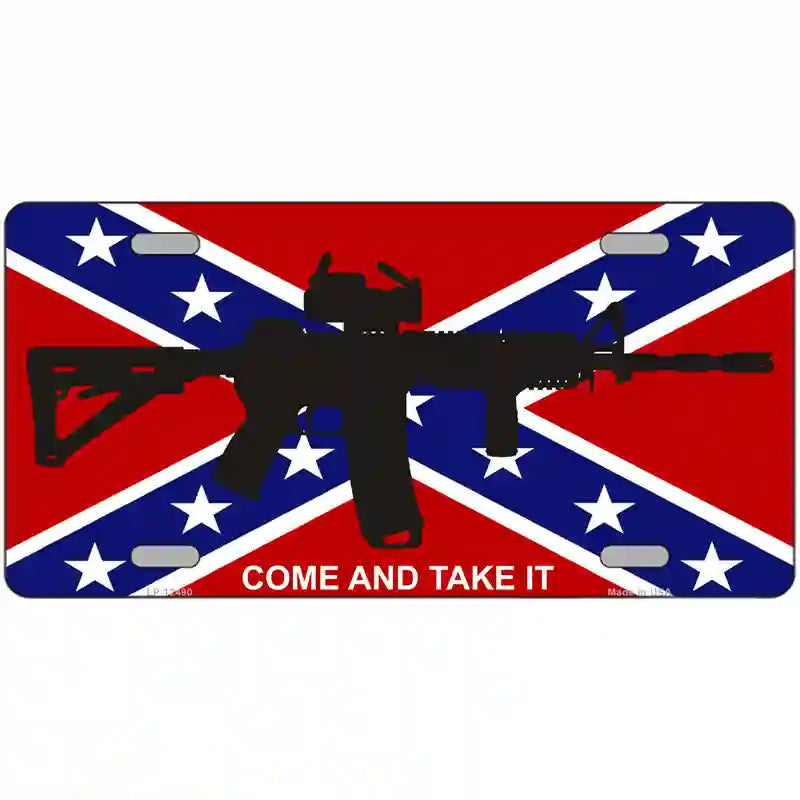 Come and Take It Confederate Flag Novelty Metal License Plate 24" x 12" (LLP)