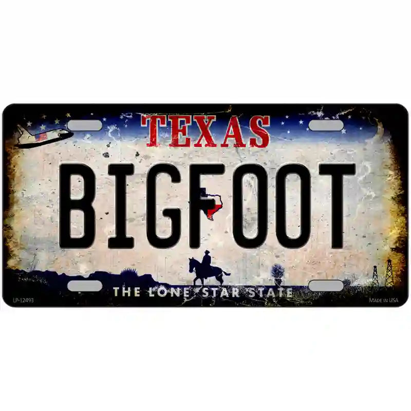 Bigfoot Texas Novelty Metal License Plate 24" x 12" (LLP)