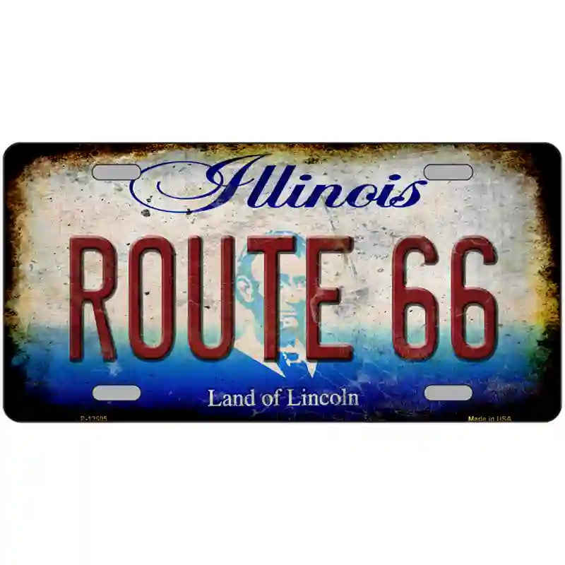 Route 66 Illinois Novelty Metal License Plate 24" x 12" (LLP)