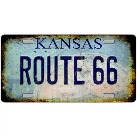 Route 66 Kansas Novelty Metal License Plate 24" x 12" (LLP)