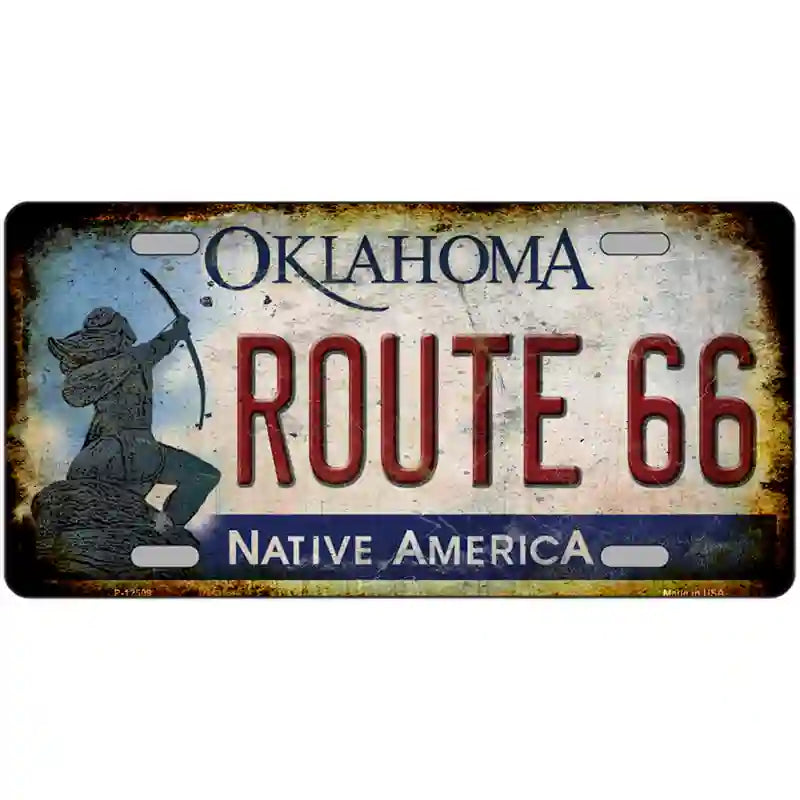 Route 66 Oklahoma Novelty Metal License Plate Tag LP-12509 24" x 12" (LLP)