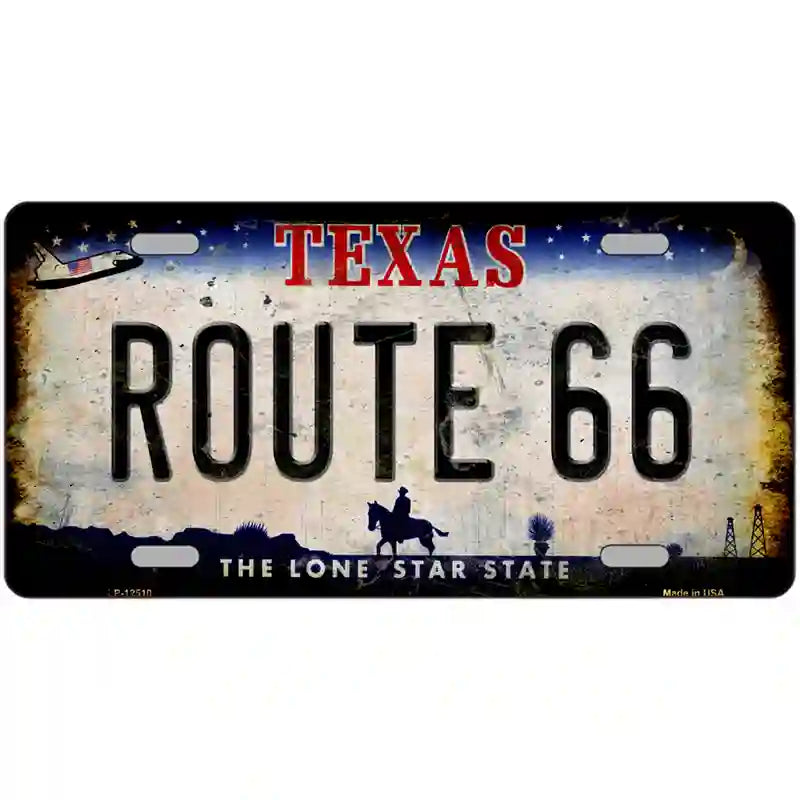 Route 66 Texas Novelty Metal License Plate 24" x 12" (LLP)