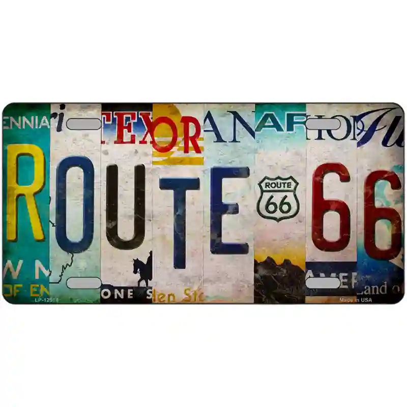 Route 66 Strip Novelty Metal License Plate 24" x 12" (LLP)