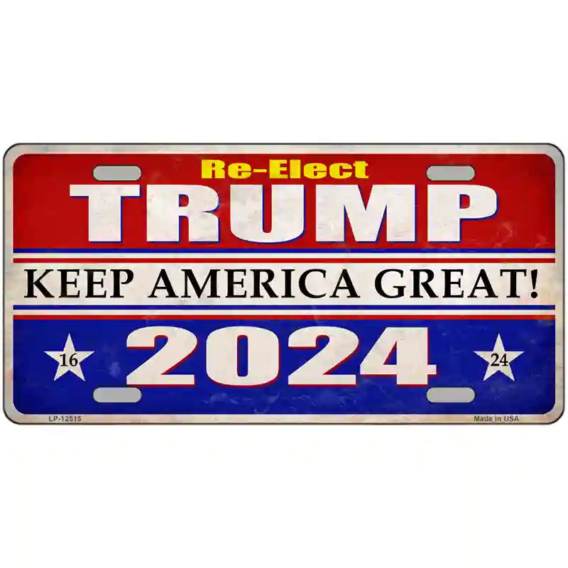 Re-Elect Trump 2024 Novelty Metal License Plate 24" x 12" (LLP)