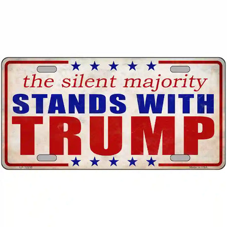 Silent Majority Stands with Trump Novelty Metal License Plate 24" x 12" (LLP)