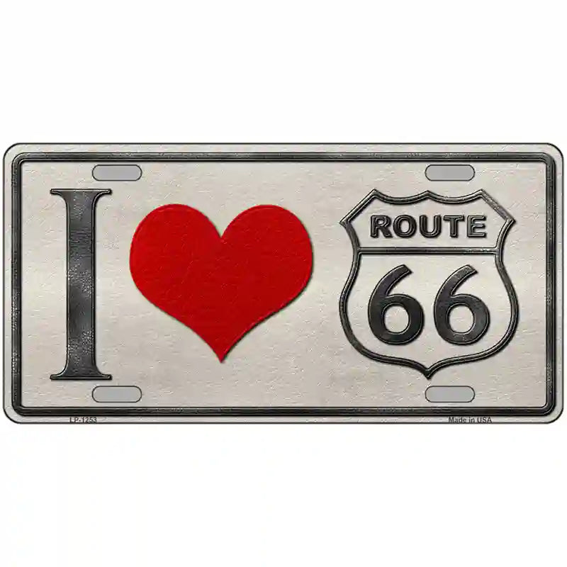 I Love Route 66 Novelty Metal License Plate 24" x 12" (LLP)