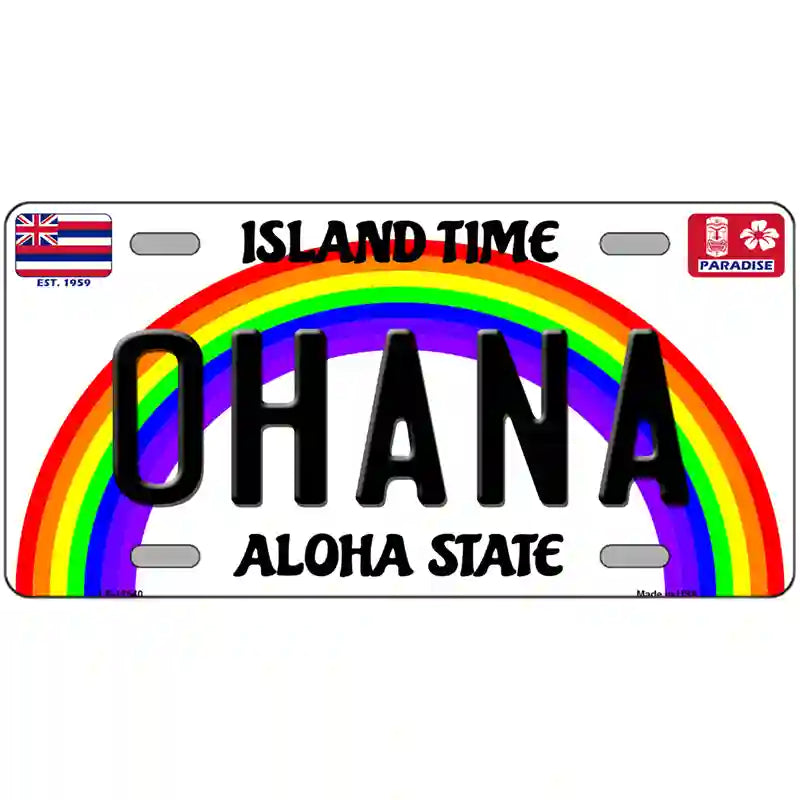 Ohana Hawaii Novelty Metal License Plate 24" x 12" (LLP)