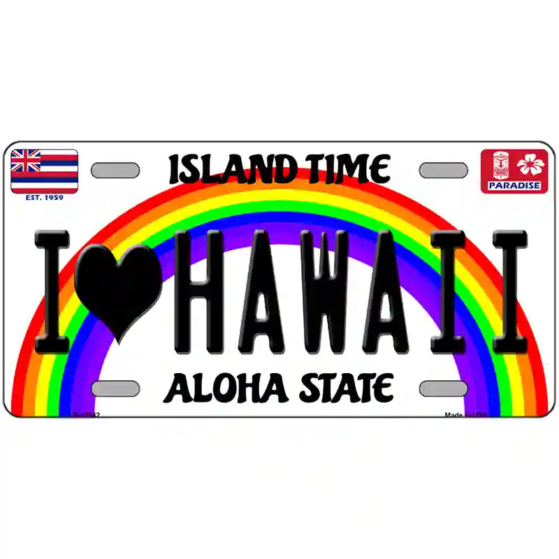 I Love Hawaii Novelty Metal License Plate 24" x 12" (LLP)