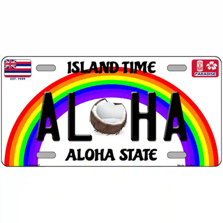 Aloha Coconut Hawaii Novelty Metal License Plate 24" x 12" (LLP)