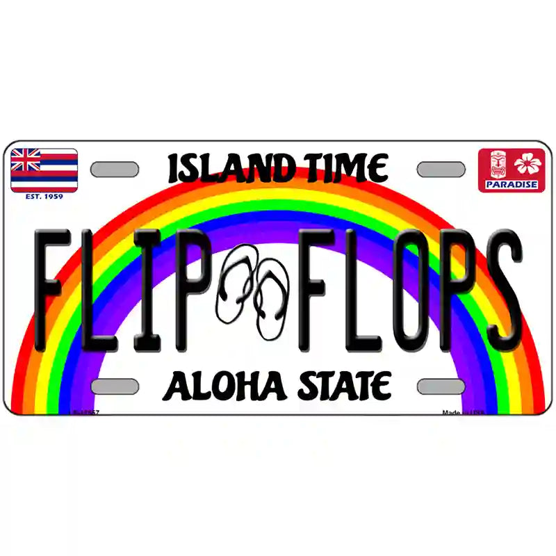 Flip Flops Hawaii Novelty Metal License Plate 24" x 12" (LLP)