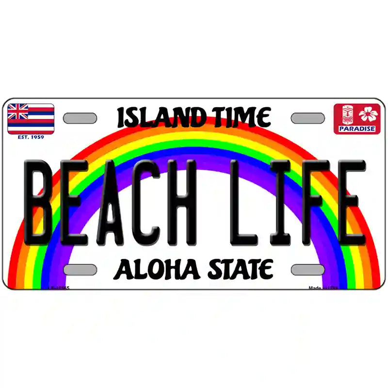 Beach Life Hawaii Novelty Metal License Plate 24" x 12" (LLP)