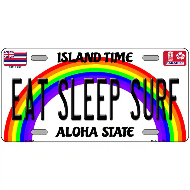 Eat Sleep Surf Hawaii Novelty Metal License Plate 24" x 12" (LLP)