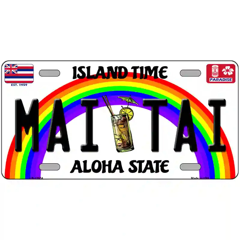 Mai Tai Hawaii Novelty Metal License Plate 24" x 12" (LLP)