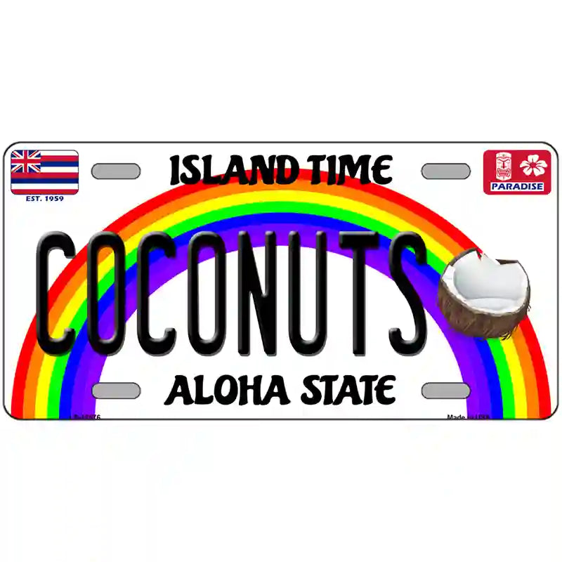 Coconuts Hawaii Novelty Metal License Plate 24" x 12" (LLP)