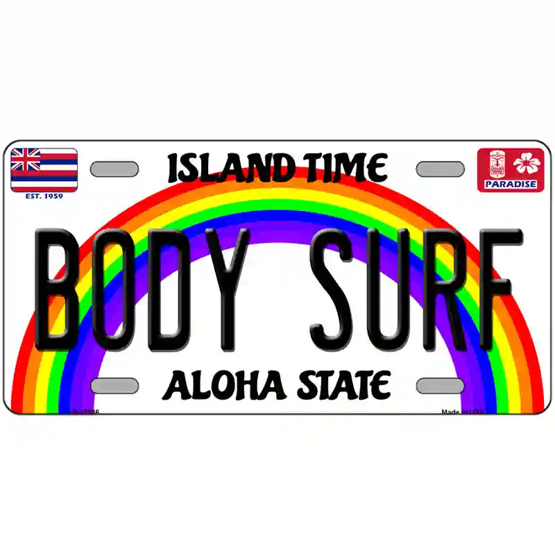 Body Surf Hawaii Novelty Metal License Plate 24" x 12" (LLP)