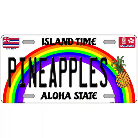 Pineapples Hawaii Novelty Metal License Plate 24" x 12" (LLP)