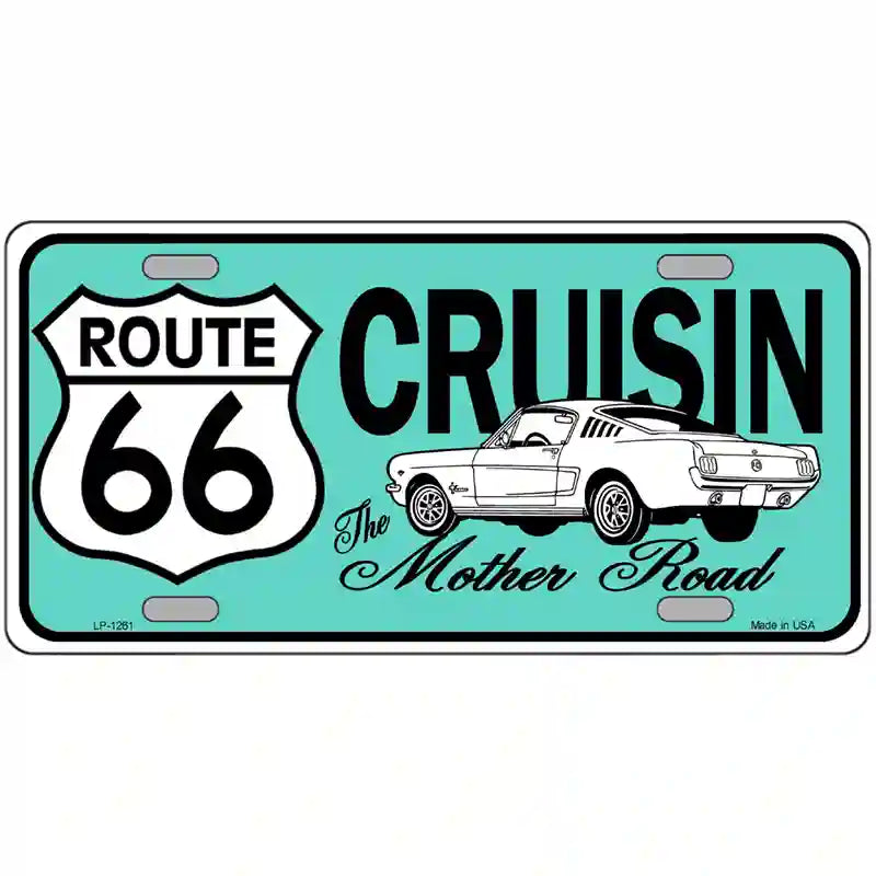 Route 66 Retro Cruisin Novelty Metal License Plate 24" x 12" (LLP)