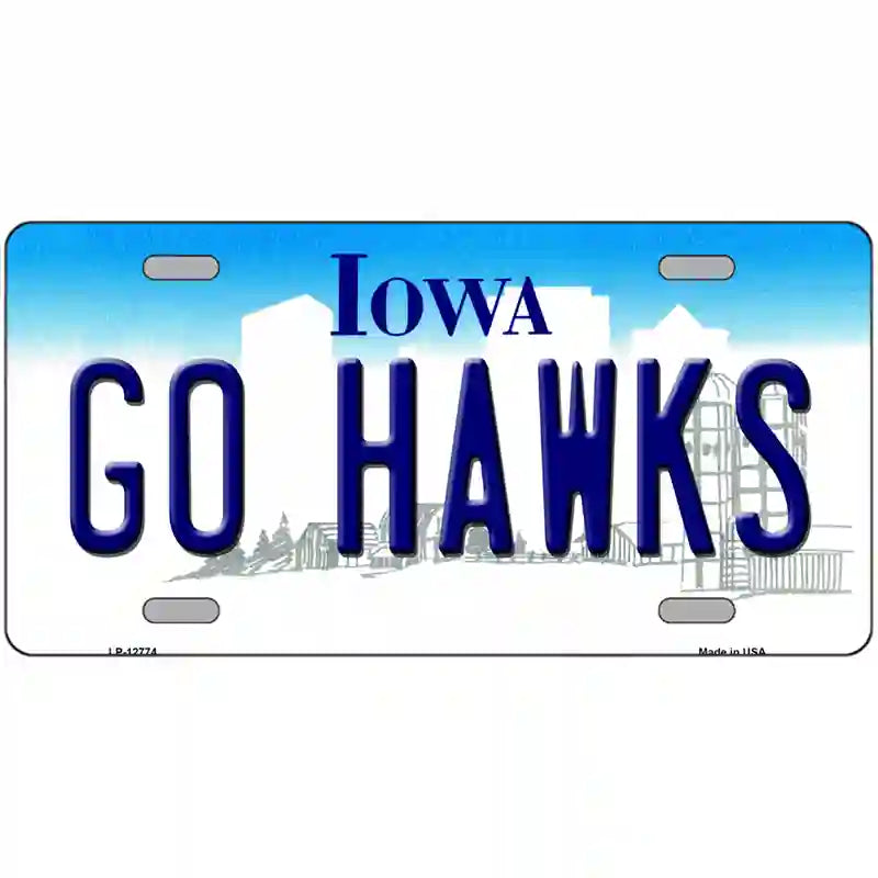 Go Hawks Iowa Novelty Metal License Plate Tag 24" x 12" (LLP)