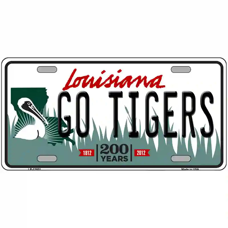 Louisiana Go Tigers Novelty Metal License Plate Tag 24" x 12" (LLP)