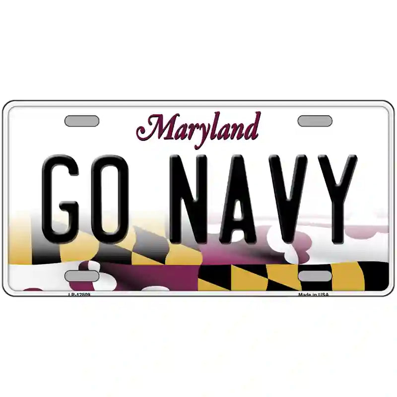 Go Navy Novelty Metal License Plate Tag 24" x 12" (LLP)