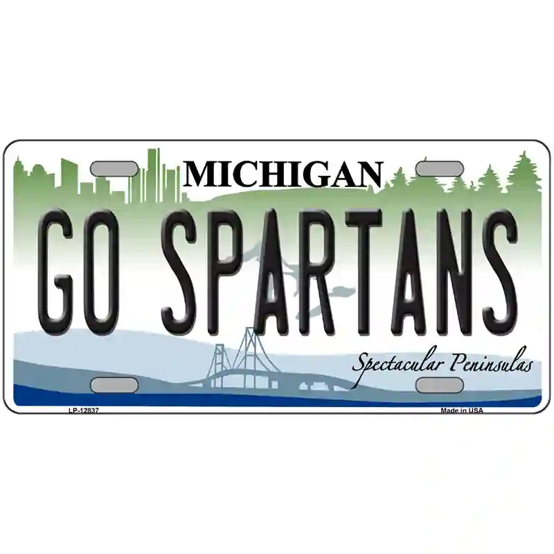 Go Spartans Novelty Metal License Plate 24" x 12" (LLP)