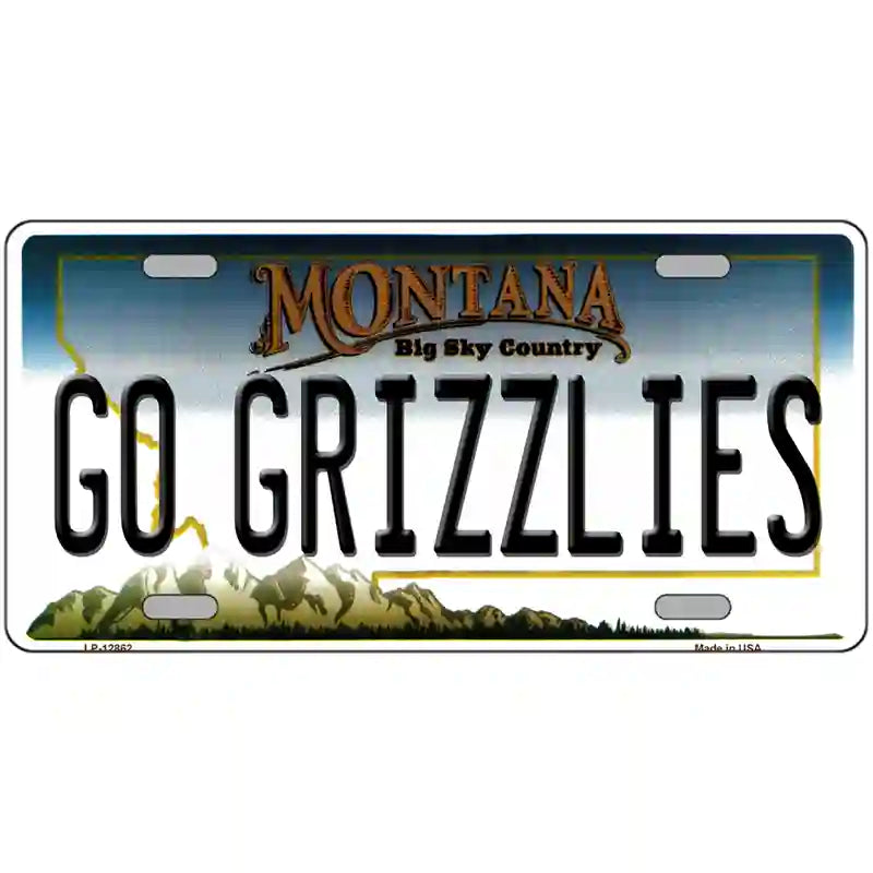 Go Grizzlies Novelty Metal License Plate 24" x 12" (LLP)