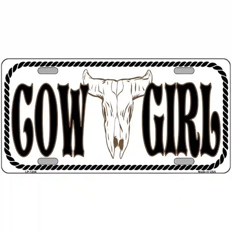 Cowgirl with Cow Skull Novelty Metal License Plate 24" x 12" (LLP)