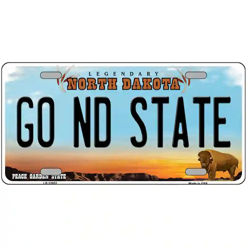 Go North Dakota State Novelty Metal License Plate 24" x 12" (LLP)