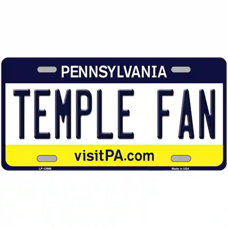 Temple Fan Novelty Metal License Plate 24" x 12" (LLP)