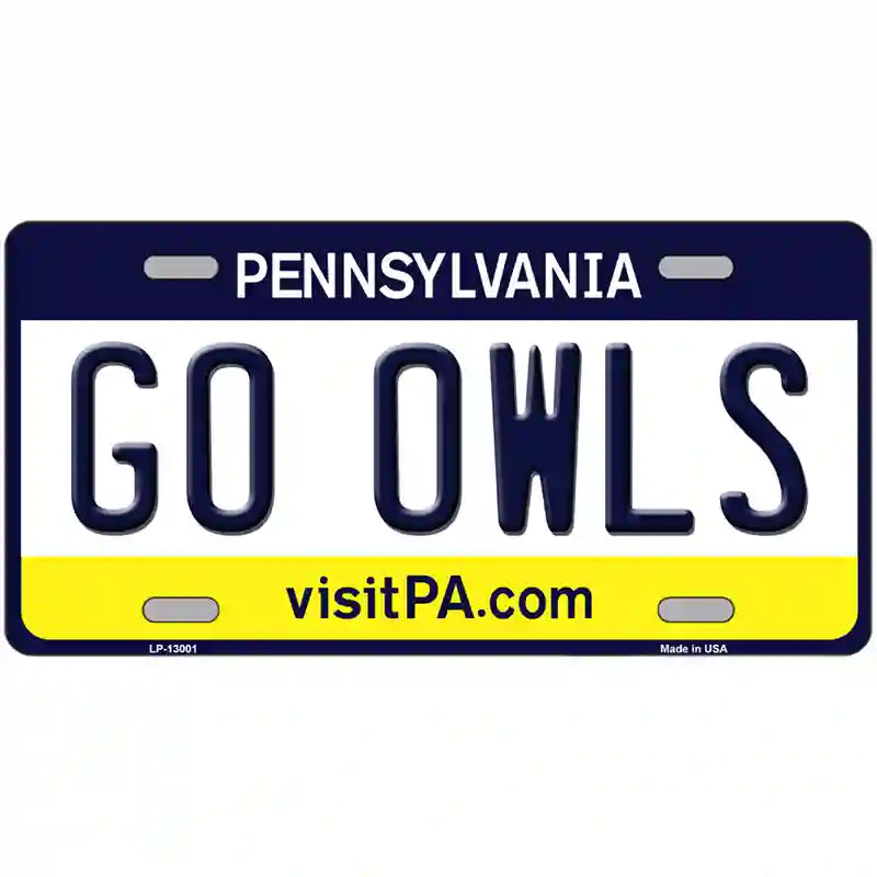 Go Owls Novelty Metal License Plate 24" x 12" (LLP)