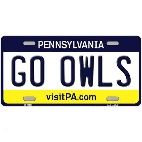 Go Owls Novelty Metal License Plate 24" x 12" (LLP)