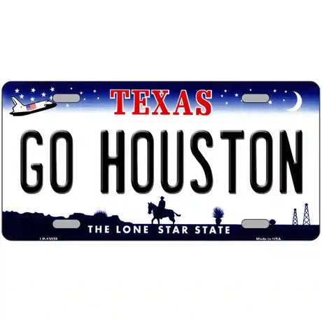 Go Houston Novelty Metal License Plate 24" x 12" (LLP)