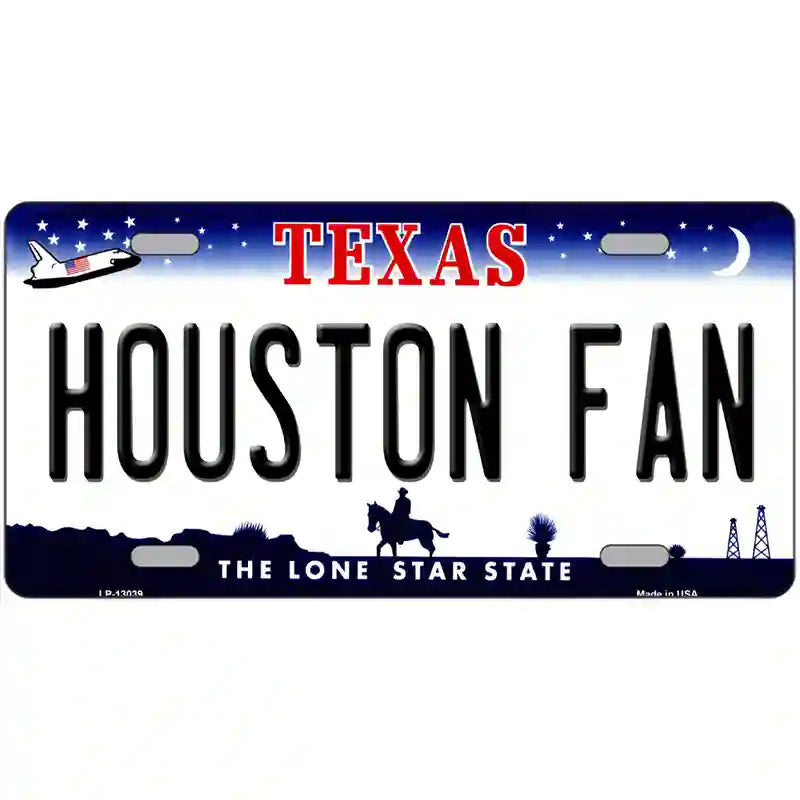 Houston Fan Novelty Metal License Plate 24" x 12" (LLP)