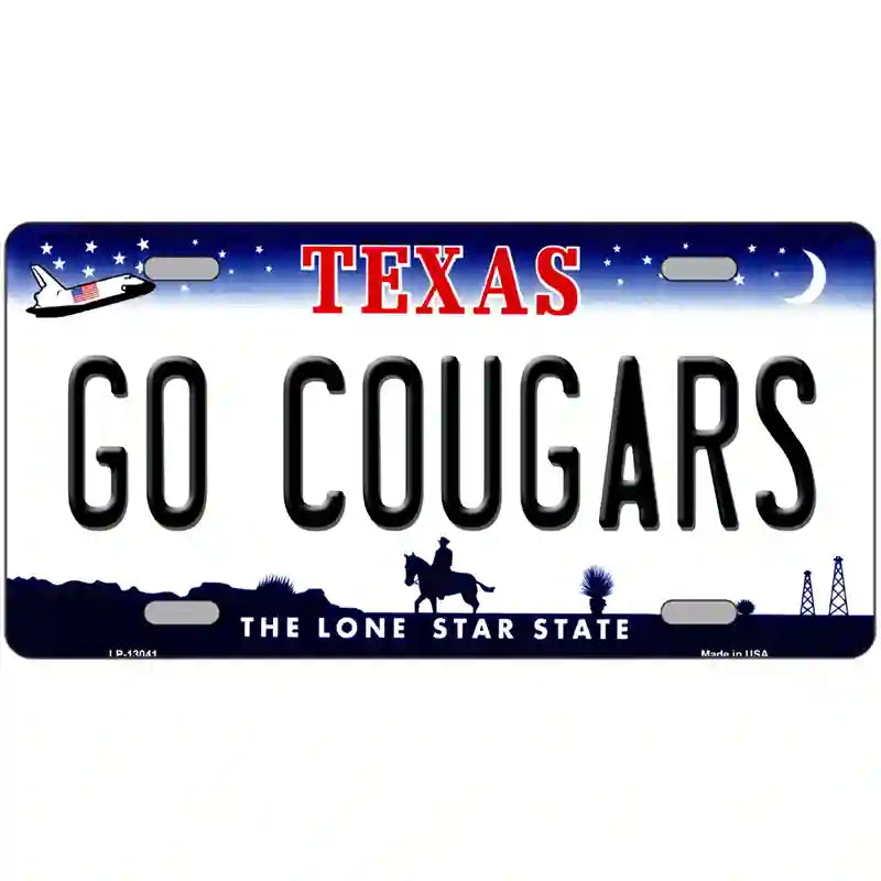 Go Cougars Novelty Metal License Plate 24" x 12" (LLP)