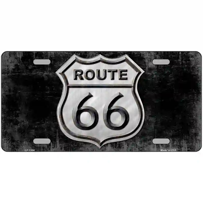 Route 66 Black & White Novelty Metal License Plate 24" x 12" (LLP)